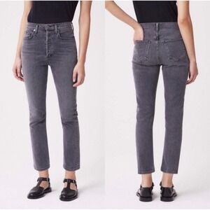 AGOLDE Riley High Rise Straight Leg Jeans Charcoal Wash Sz 24 Womens‎ A056C-1084